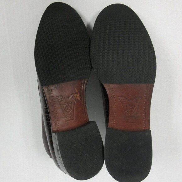 ARIAT Croc Embossed Brown Leather Ankle Boots Womens Sz 8.5 Shoes 17425 Bootie - Picture 11 of 12